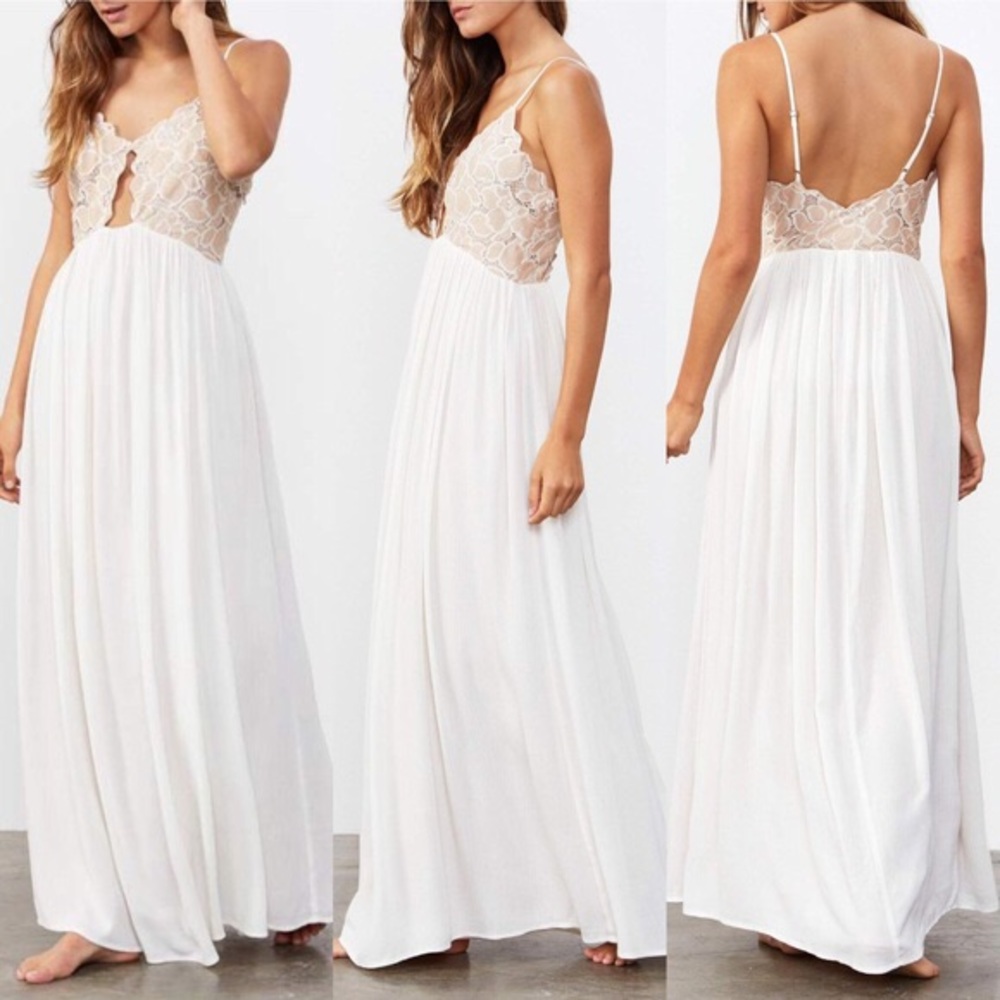 Tularosa Blush White Maxi Boho Bride Revolve M